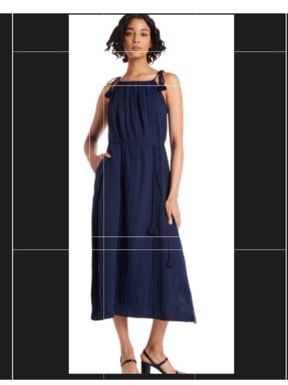 Time & Tru dark navy blue tie shoulder Maxi dress